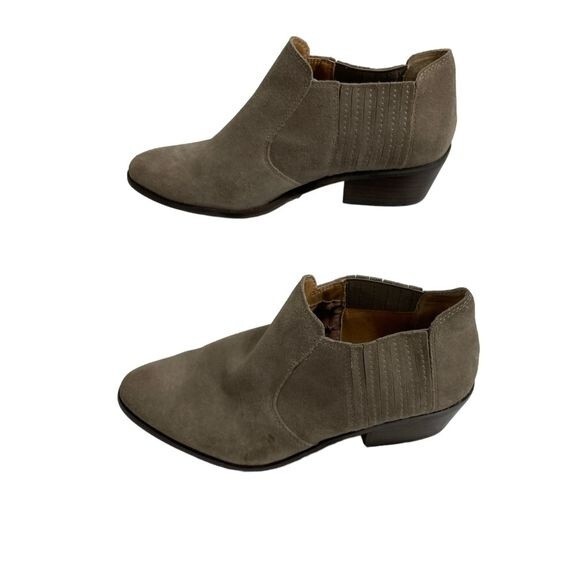 Lucky Brand Women's Folley Slip On Ankle Heeled Booties Gray Suede Leather US 10 - Picture 2 of 9
